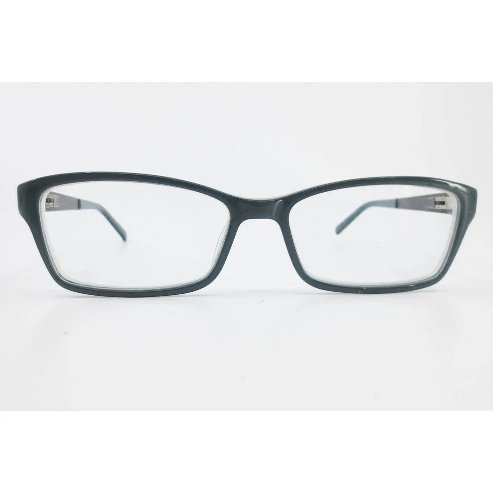 Nicole Miller Rectangular Eyeglasses Teal Blue Patterned Temples 51-15-140 35416